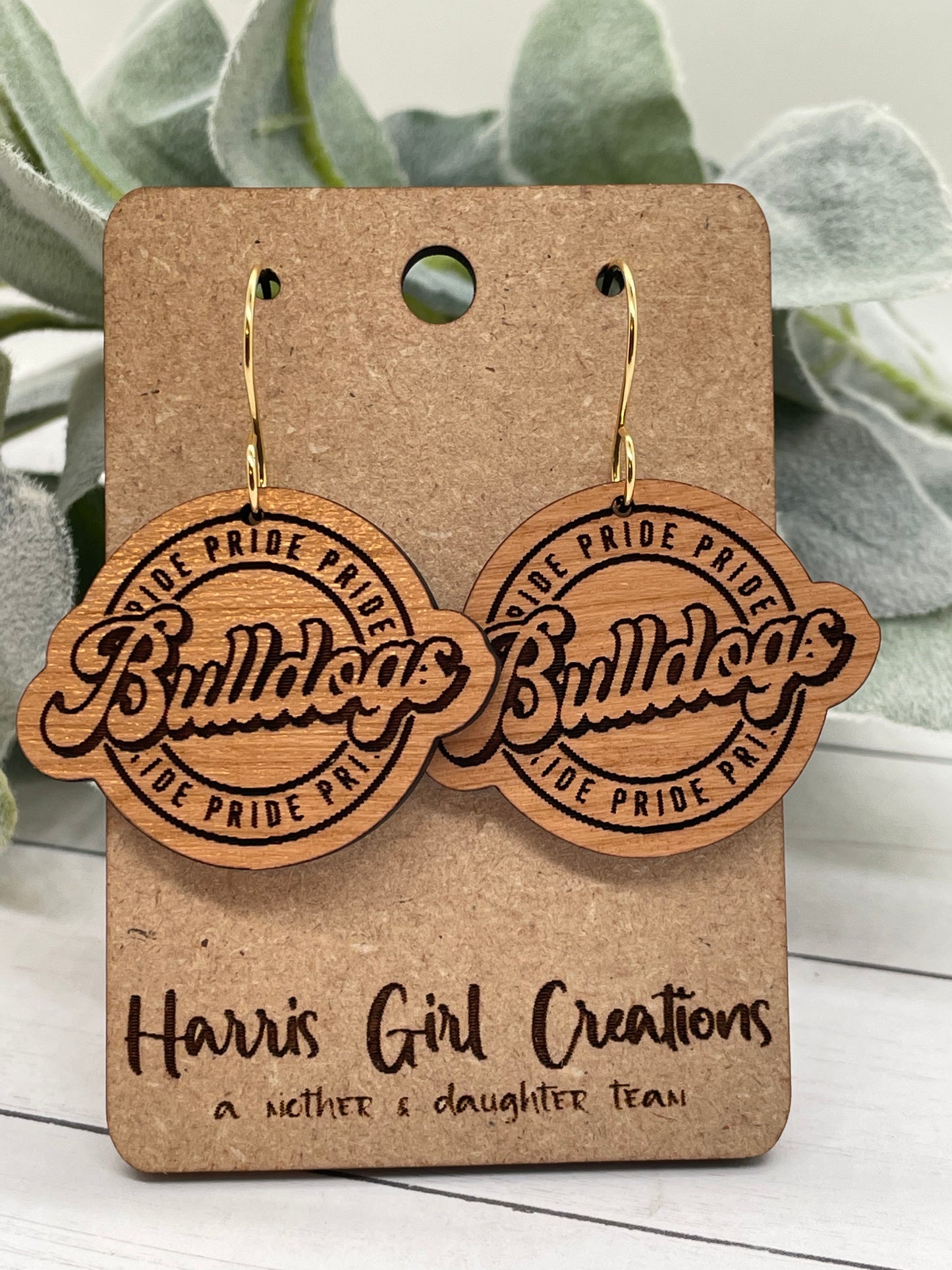 Bulldog Retro School Spirit Earrings