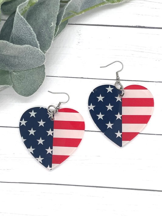 US Flag Heart Shape Dangle