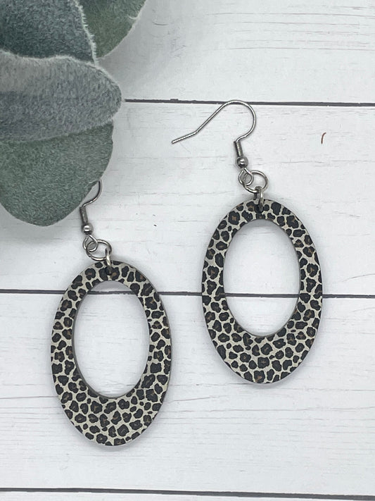 Cheetah Oblong Hoop Dangle