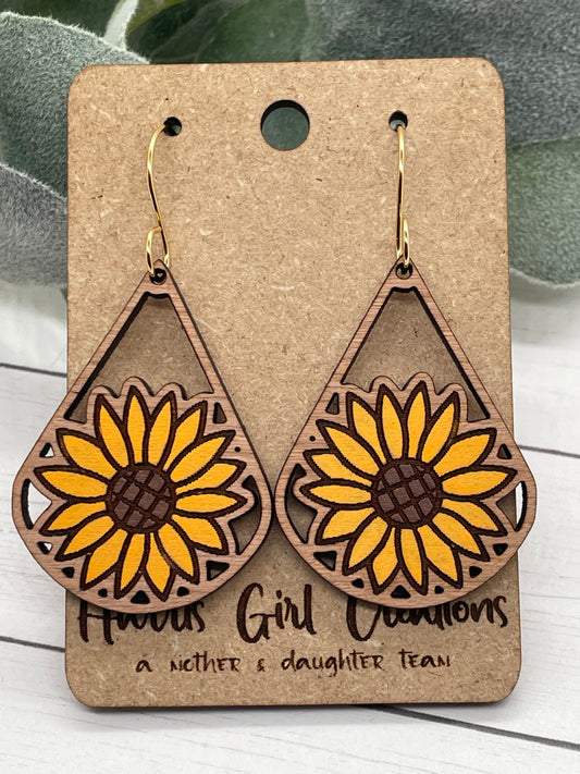 Sunflower Tear Drop (Hand-painted)