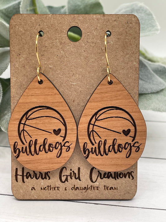 Bulldog Basketball School Spirit Earrings