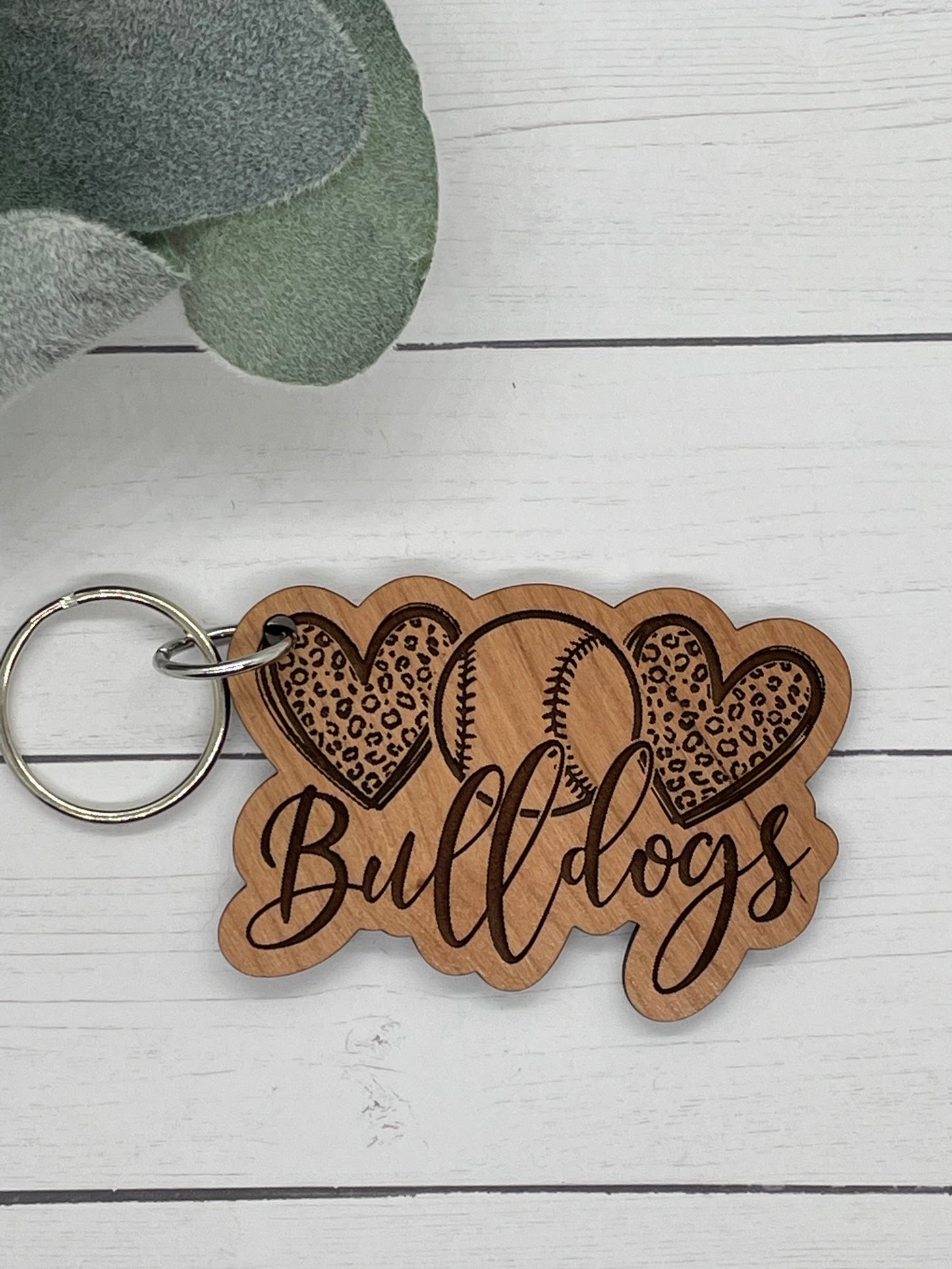 Bulldog Baseball Keychains