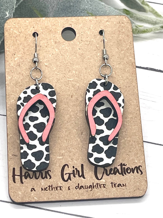 Flip Flop Cow/Pink Dangle