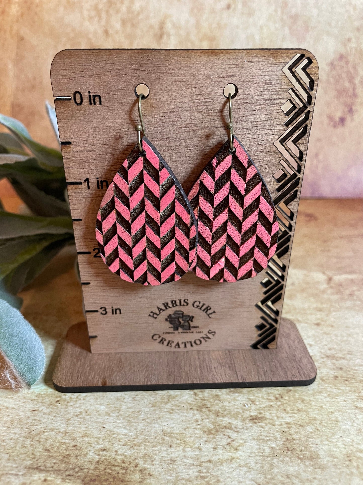 Pink Chevron Teardrop (Hand-painted)