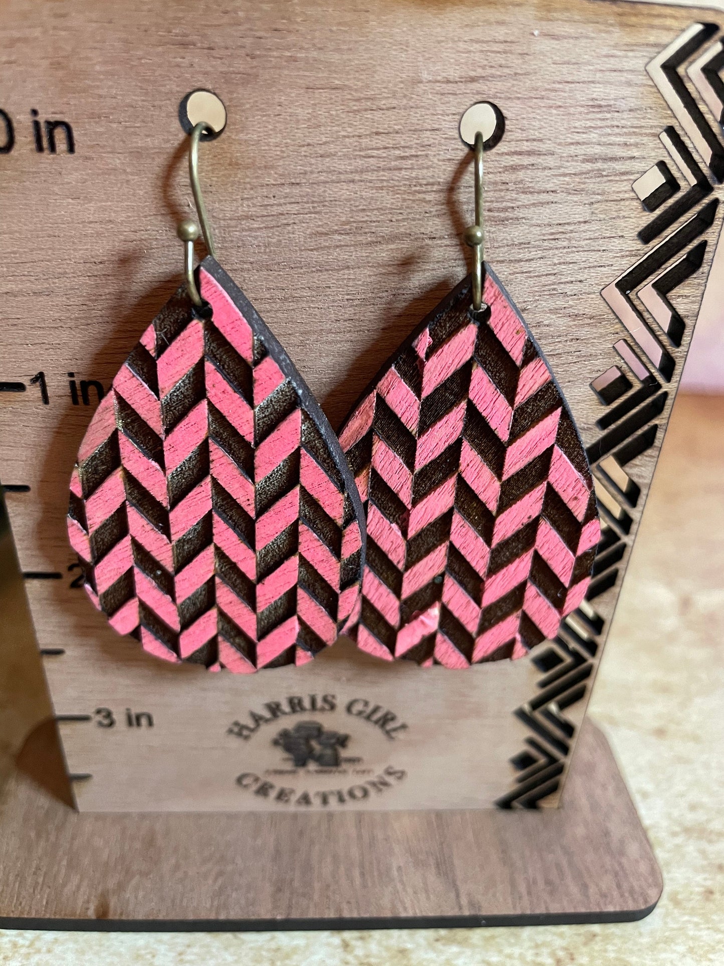 Pink Chevron Teardrop (Hand-painted)