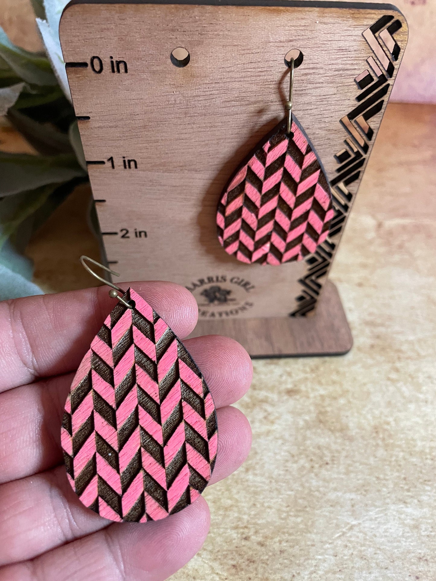 Pink Chevron Teardrop (Hand-painted)