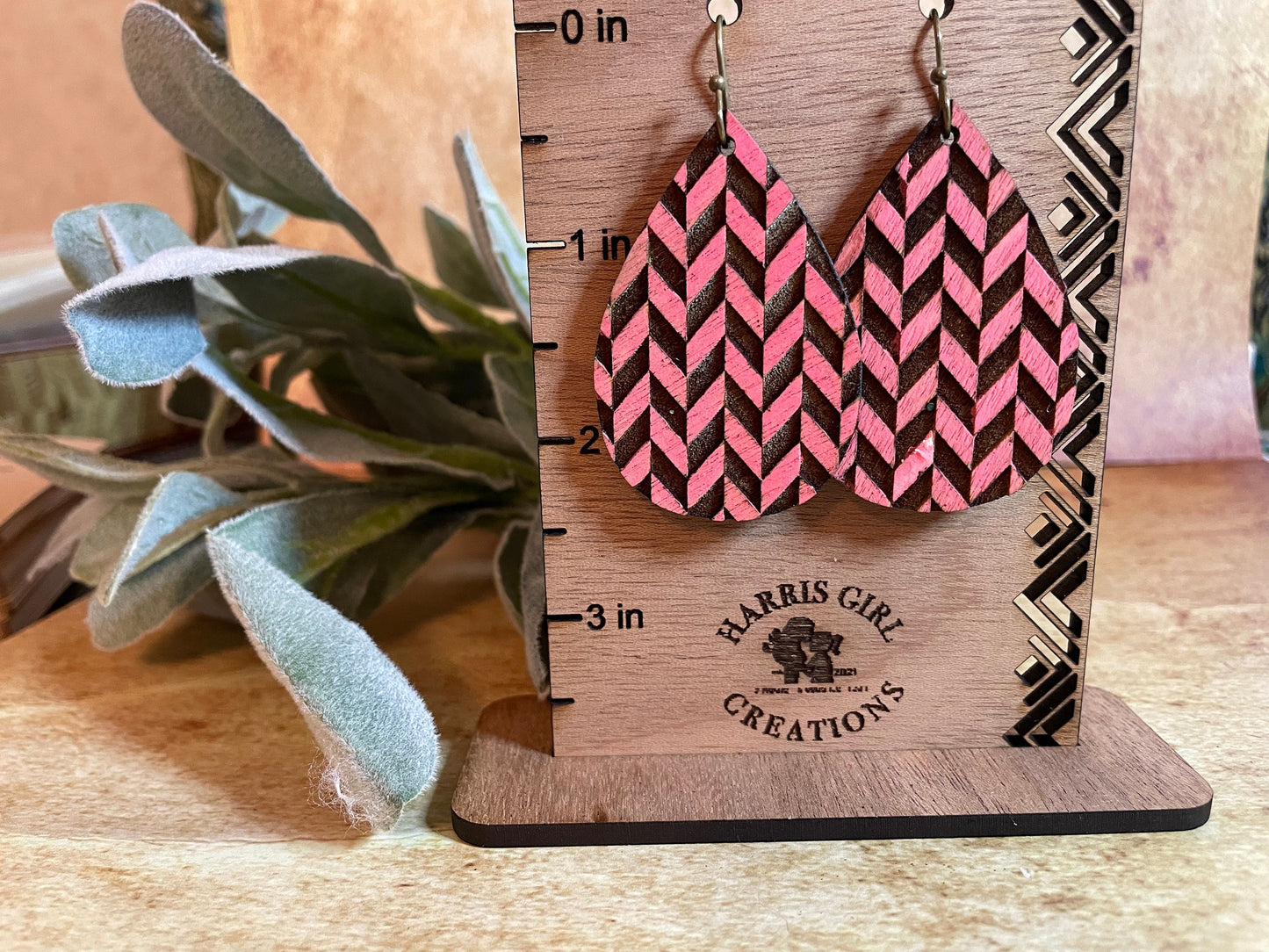 Pink Chevron Teardrop (Hand-painted)