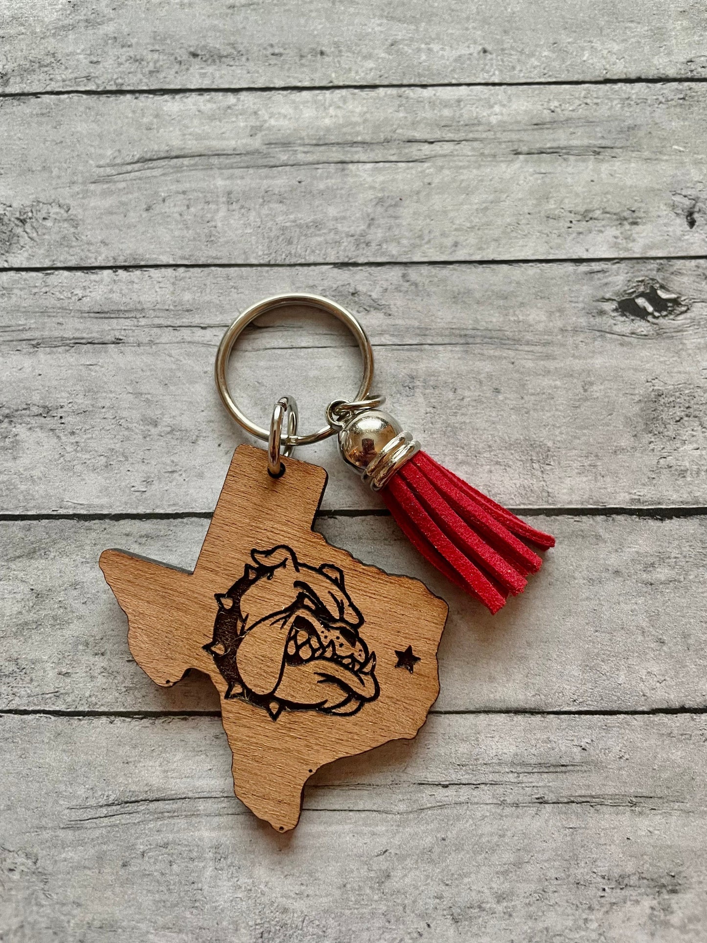 Texas Bulldog Engraved Keychains