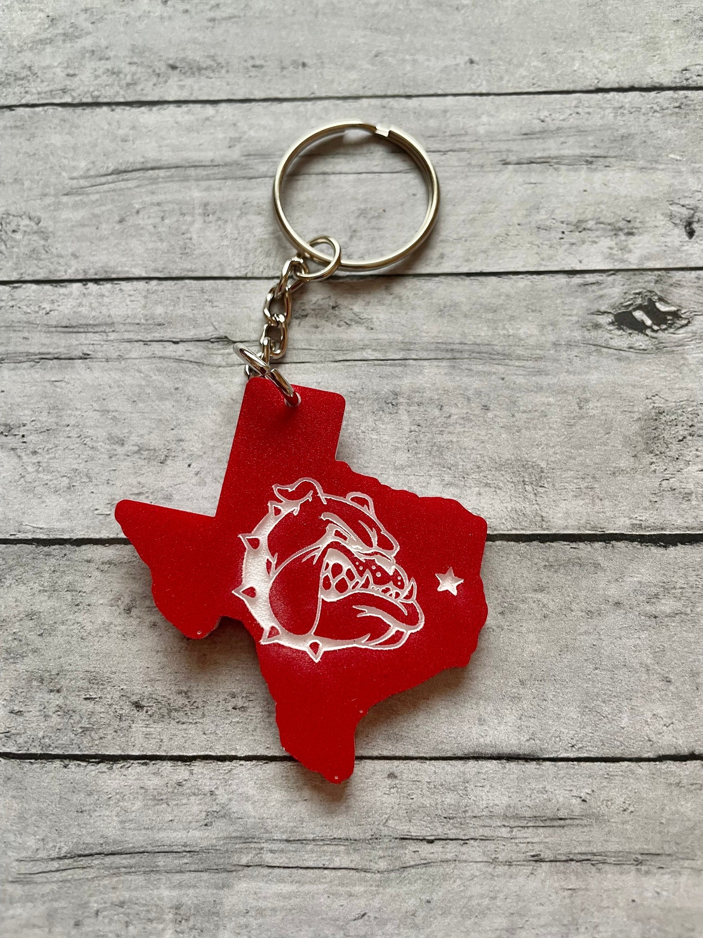 Texas Bulldog Engraved Keychains