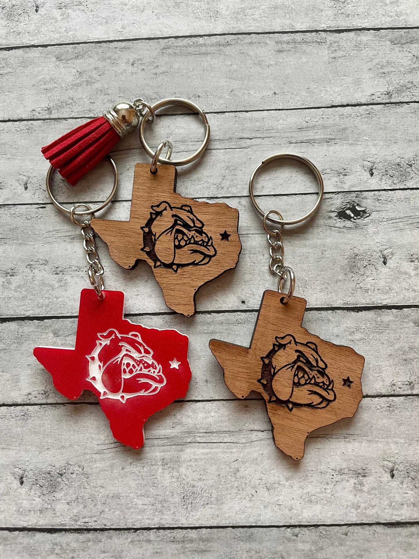 Texas Bulldog Engraved Keychains