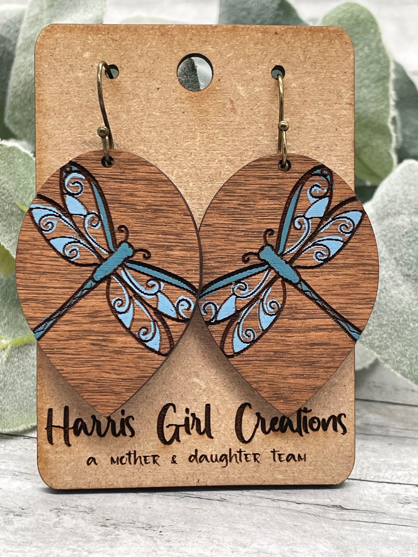 Dragonfly Drop Earring (Hand-painted)