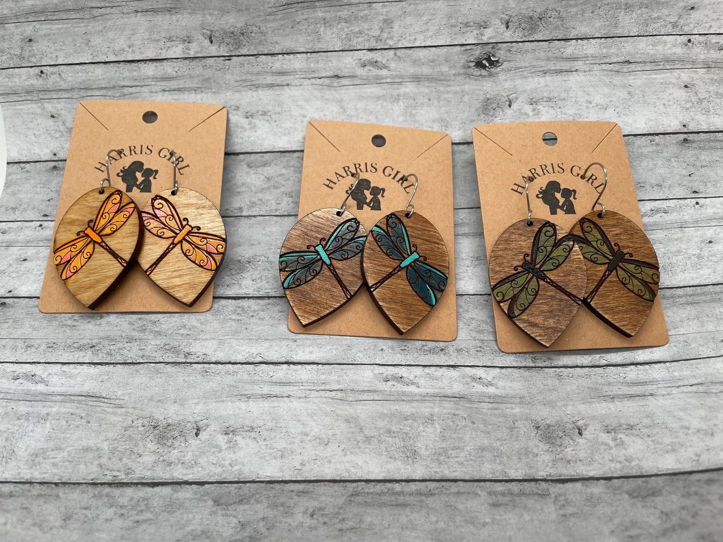 Dragonfly Drop Earring (Hand-painted)